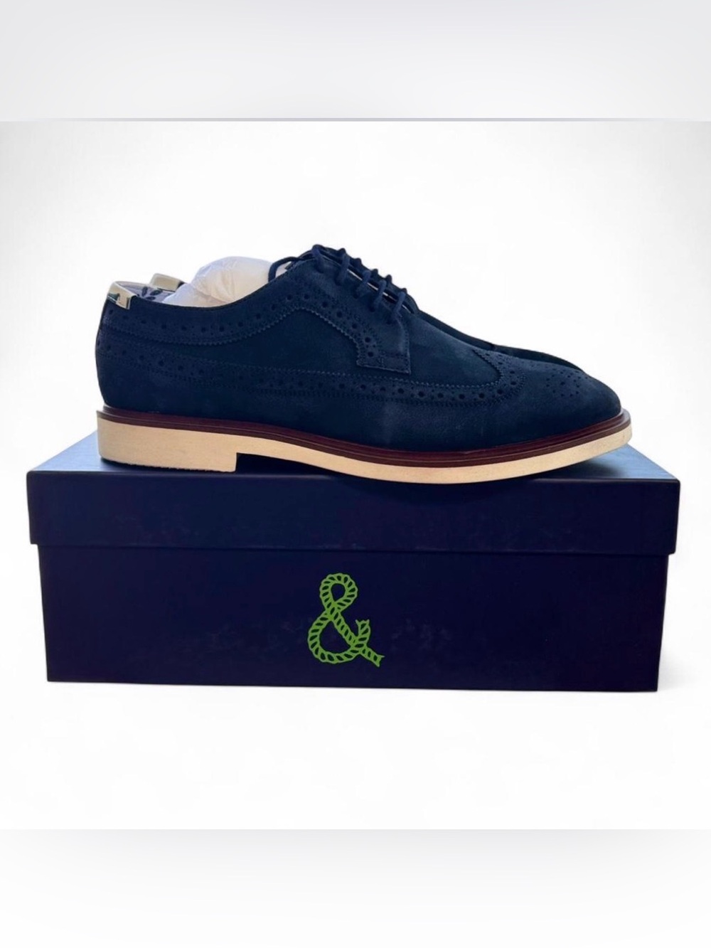 Paisley & Gray Telford Navy Suede Wingtip Oxfords Men's Dress Shoes Size 10.5
